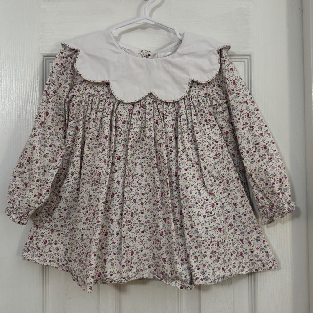 Cecil and Lou Baby Girl Floral Print Tunic with Scalloped Collar Long Sleeve